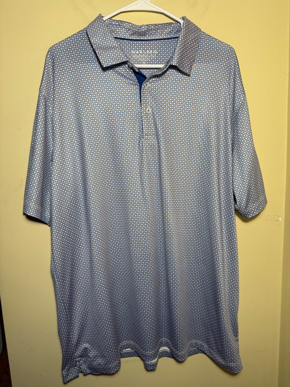 Men's Maelreg Orange & Blue Patterned Performance Polo | Size XL | Menswear Golf